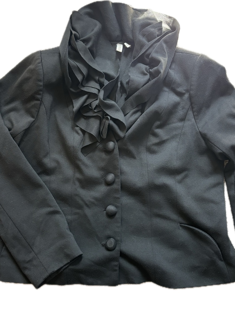 Madison Black Ruffle-Front Blazer